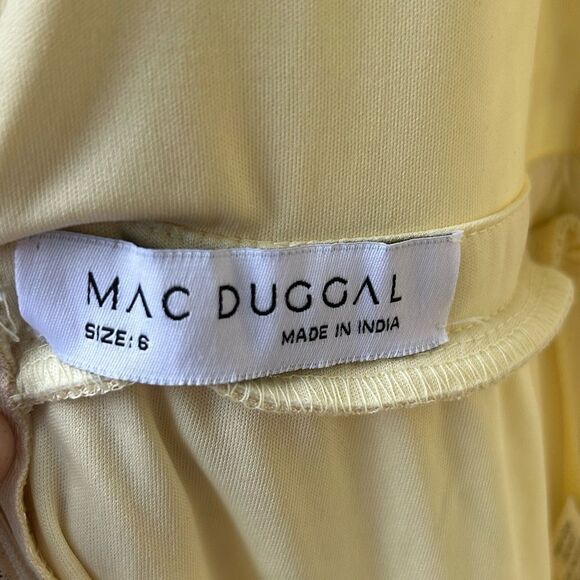 Mac Duggal 70274 Embellished Illusion Cap Sleeve Gown Butter Yellow size 6 NWT - Picture 9 of 10